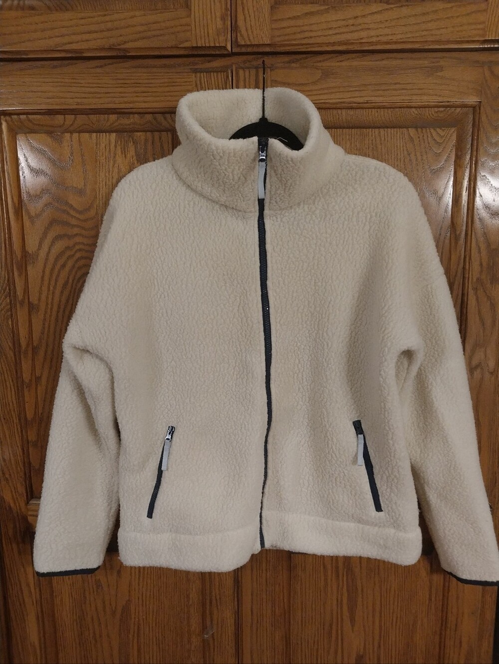 J. Crew Women's Polartec Sherpa Fleece Full Zip Front Jacket Size Small Cream